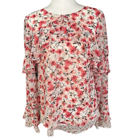 White House Black Market Tops - White House Black Market Pink White Size 4 Long Sleeve